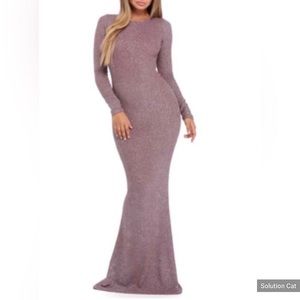 Sparkly Lavender/blush pink glam gown with back out